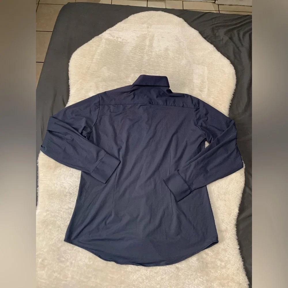 Mizzen Main Mens Blue Button Down Standard Fit Size Medium Nylon Blend - Picture 2 of 7